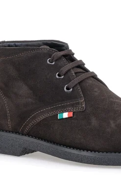Uomo PITTARELLO Polacchini marroni in camoscio con bandierina tricolore 2810