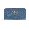LAURA BIAGIOTTI Portafoglio Lungo Blu con Texture Floreale e Zip LB26S-506-67