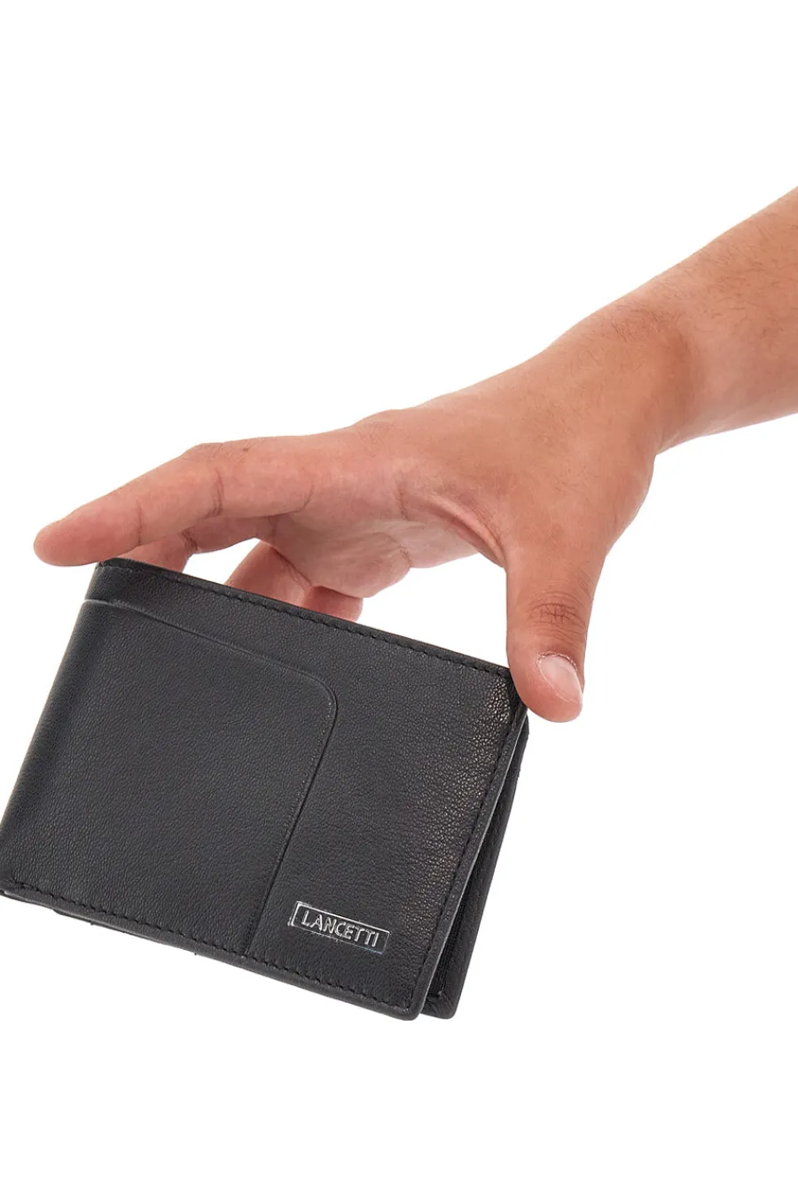 LANCETTI Portafoglio nero DEVON con porta documenti