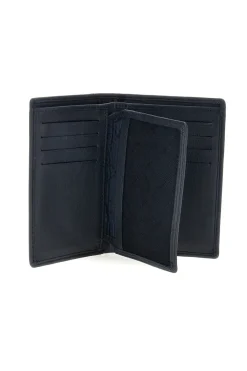 LANCETTI Portafoglio Verticale Blu Navy in Pelle con Protezione RFID LL26S-766-72