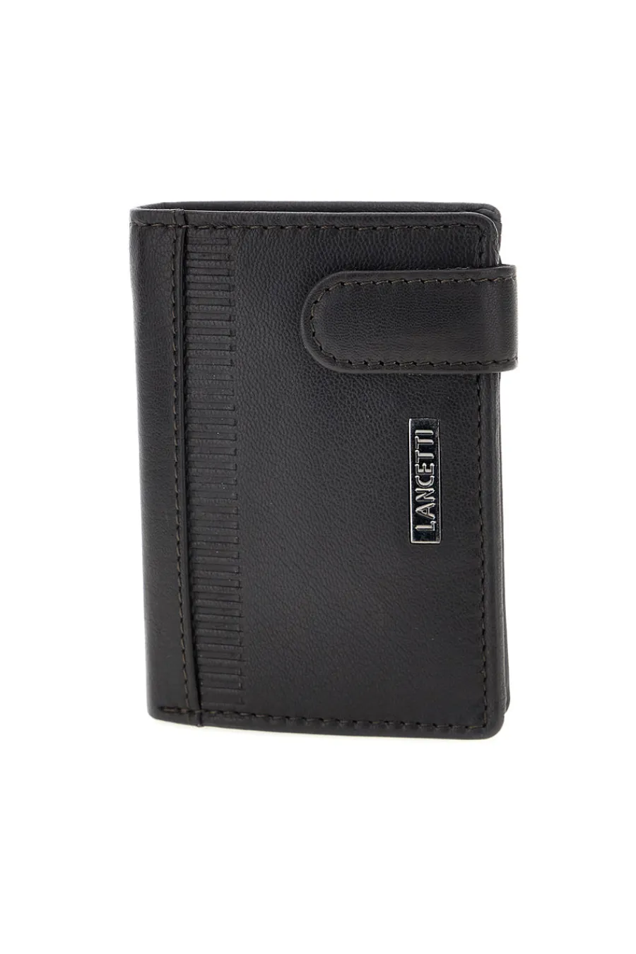 LANCETTI Portafoglio Verticale Nero in Pelle con Protezione RFID LL26S-766-82