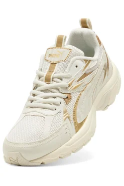 Donna PUMA Milenio Tech Wmns DaylNight Cremefarbene Sneakers mit goldenen Details