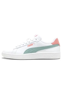 PUMA – Smash 3.0 L Jr – Weiße und blaue Turnschuhe