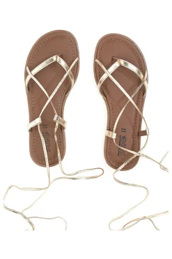 PITTARELLO SUN Sandali alla Schiava Platino con Infradito e Tomaia in Pelle A6700103 Online