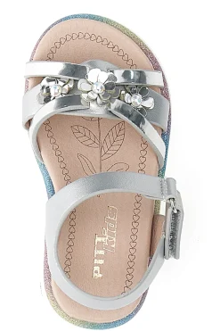 PITT KIDS Sandali argento con fiori gioiello 39G17S