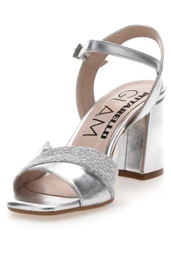 PITTARELLO GLAM Sandali Argento con Tacco Comodo e Punta Squadrata PITTARELO GLAM 5548 Outlet