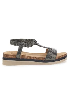 INBLU Sandali bassi neri con strass e fascia intrecciata 11 MF NERO Outlet