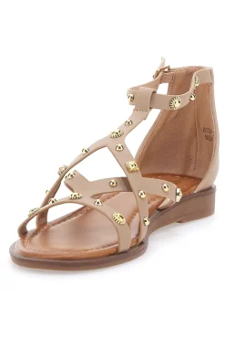 MON DIEU Sandali beige con borchie e cinturino alla caviglia JXSS25T6 KHAKI Sale