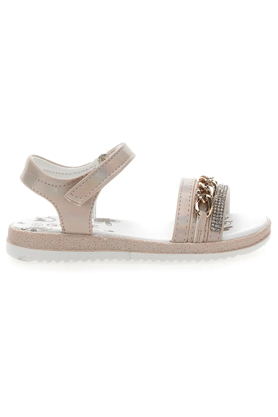 GRAZIE GIRL Sandali Beige con Catena Decorativa e Chiusura A Velcro 14320