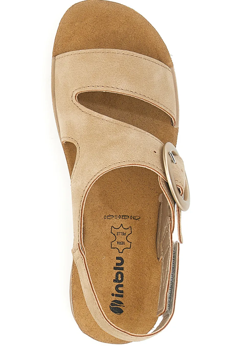 INBLU Sandali beige con cinturino comfort e zeppa leggera 21FT Best