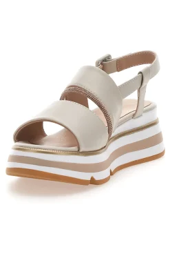 MARIELLA BURANI Sandali Beige Con Fasce Elastiche e Platform K11010