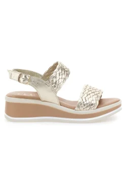 PITTARELLO CLASS Sandali beige con intrecci brillanti e zeppa bassa 12277 Sale