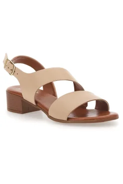 PITTARELLO LOOK Sandali con Tacco Basso e Tomaia in Pelle 243080 BEIGE