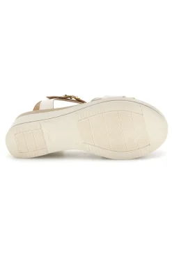 PITTARELLO LOOK Sandali Beige con zeppa e fibbia decorativa MK05258 New