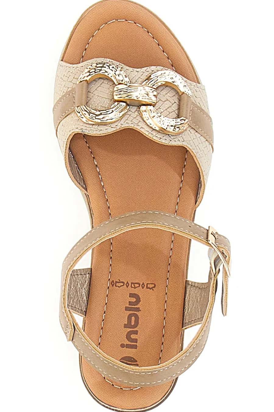 INBLU Sandali beige con zeppa e morsetto 06 FK Hot