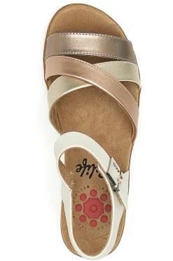 RELIFE Sandali beige e oro con zeppa 67172670201 Online