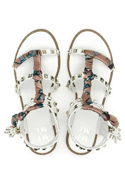 ME u0026 ME Sandali Bianchi Con Borchie e Foulard Me & Me 660 Outlet