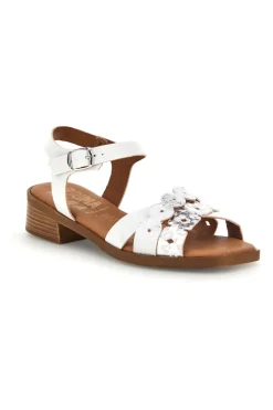 PRIMA RIGA Sandali bianchi con cinturini decorati L43 Outlet