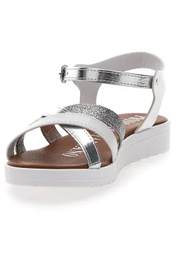 MIO TEMPO Sandali Bianchi con Cinturino Made in Italy 81 BIANCO/ARGENTO Clearance
