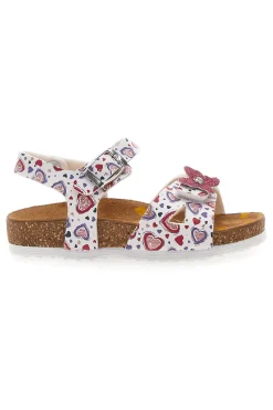 PITTARELLO BIO Sandali bianchi con cuori e fiore glitterato 7A740SR