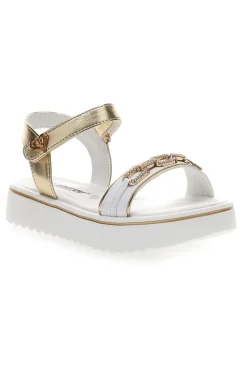 ENERGY Sandali Bianchi Con Dettagli Oro 539
