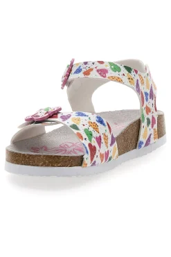 PITT KIDS Sandali bianchi con fantasia fruttata e fibbie 14504