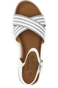 PITTARELLO SUN Sandali bianchi con fasce glitterate e zeppa bassa CH2071B02 Hot