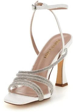 FIRST LADY Sandali bianchi con fasce impreziosite da punti luce P693 Outlet