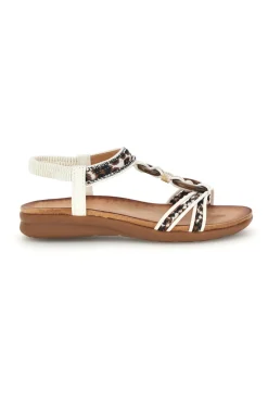 QUANNA MELL Sandali bianchi con fascette decorate e strass k358607 BIANCO Sale
