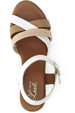 PITTARELLO LOOK Sandali Bianchi con Fascette Incrociate 243205 BIANCO/BEIGE Clearance
