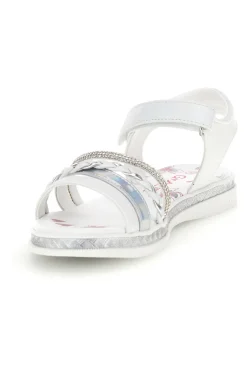 GRAZIE GIRL Sandali bianchi con fascia argento e brillanti 142