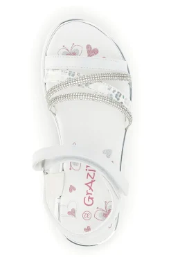GRAZIE GIRL Sandali bianchi con fascia brillante e strappo 15101