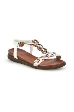 QUANNA MELL Sandali bianchi con fascia intrecciata e dettagli metallici 560317 Sale