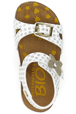 PITTARELLO BIO Sandali bianchi con fiore e stampa pois 7A084SR