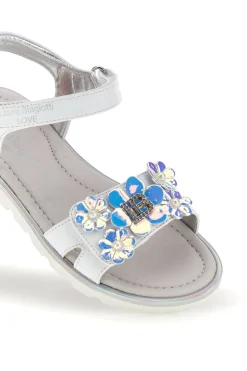 LAURA BIAGIOTTI Sandali bianchi con fiori decorativi iridescenti L9882C9702