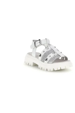 LAURA BIAGIOTTI Sandali bianchi con glitter e borchie 9021C9767
