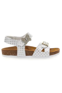 PITTARELLO BIO Sandali bianchi con glitter e doppia fibbia 257A084SR