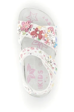 PITT KIDS Sandali Bianchi con Stampa Floreale 14407