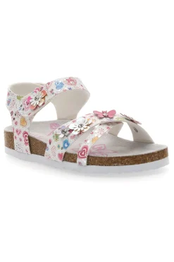 PITT KIDS Sandali bianchi con stampa floreale e strappo 14407
