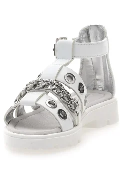 LAURA BIAGIOTTI Sandali bianchi con strass e borchie silver AG17616312