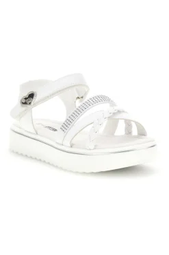 ENERGY Sandali Bianchi con Strass e Fascia Intrecciata E5