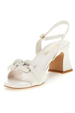 FIRST LADY Sandali bianchi con tacco largo cinturino alla caviglia P700 Sale