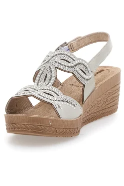 INBLU Sandali Bianchi con zeppa decorati 14 GO GHIACCIO Hot