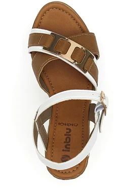 INBLU Sandali Bianchi Con Zeppa e Cinturino Alla Caviglia FG New