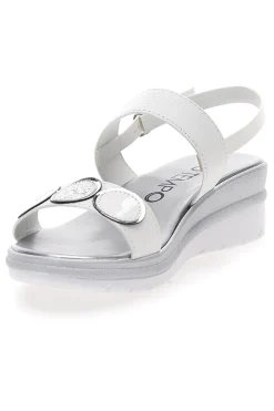 MIO TEMPO Sandali Bianchi e Argento con Platform 2482 Hot