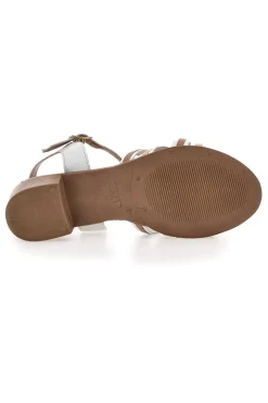 PITTARELLO LOOK Sandali Bianchi e Beige con Tacco a Blocco in Vera Pelle 243110 Discount