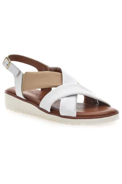 MIO TEMPO Sandali Bianchi e Beige con Tomaia a Fascia In Vera Pelle 24A030 BIANCO/BEIGE Sale