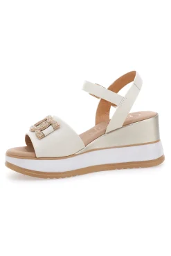 PITTARELLO CLASS Sandali bianchi in pelle con catena e zeppa Made in Italy 21249 Discount