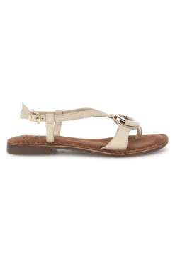 PITTARELLO LOOK Sandali bianchi in vera pelle con decoro circolare frontale IF6532 New