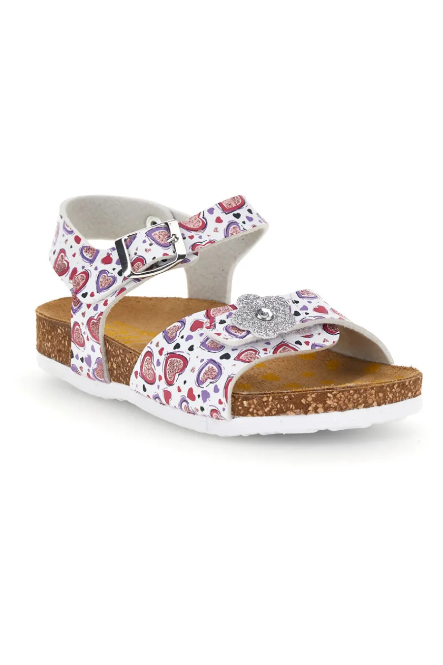 PITTARELLO BIO Sandali bianco con stampa cuori rosa 257A112SR